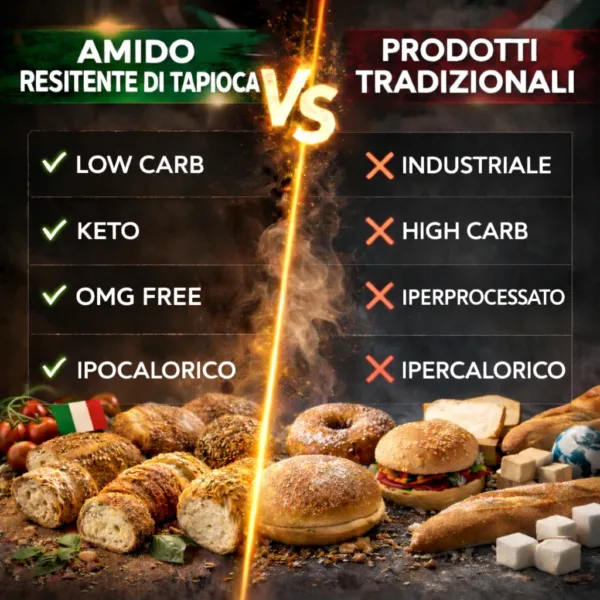 Amido resistente di tapioca-3 keto cheto low carb ipocalorico AMIDO RESISTENTE DI TAPIOCA PREMIUM CHETO | LOW CARB | KETO | CHETOGENICA | IPOCALORICO 500G — immagine prodotto