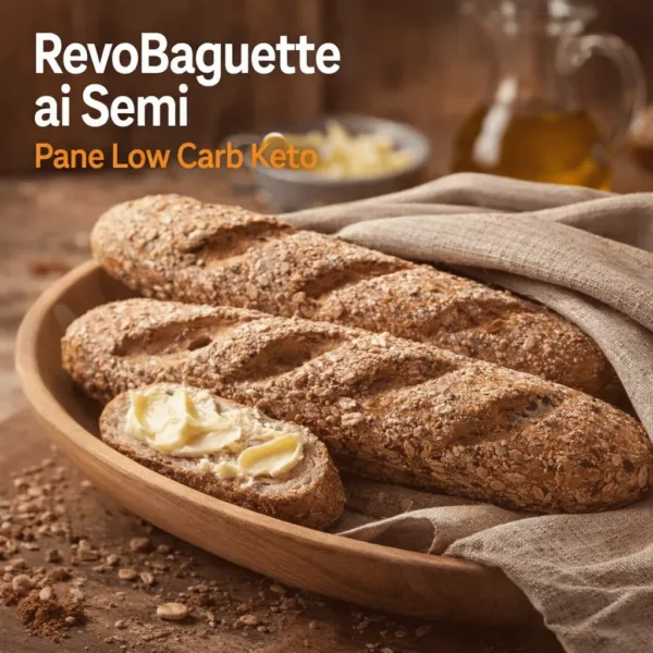 Baguette ai semi grandi - 2 keto cheto low carb ipocalorico REVO BAGUETTE AI SEMI CHETO | LOW CARB | KETO | CHETOGENICA | PANE IPOCALORICO | ARTIGIANALE | MADE IN ITALY 3x70G — immagine prodotto
