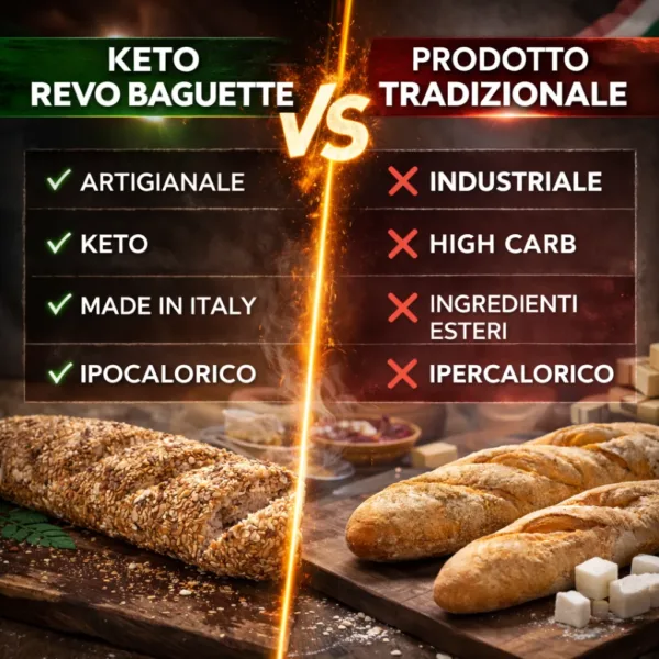 Baguette ai semi grandi - 3 keto cheto low carb ipocalorico REVO BAGUETTE AI SEMI CHETO | LOW CARB | KETO | CHETOGENICA | PANE IPOCALORICO | ARTIGIANALE | MADE IN ITALY 3x70G — immagine prodotto