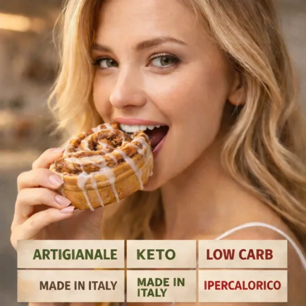 Cinnamon roll - 4 keto cheto low carb ipocalorico CINNAMON ROLL KETO CHETO | LOW CARB | CHETOGENICA | IPOCALORICO | ARTIGIANALE | MADE IN ITALY 100G XL — immagine prodotto