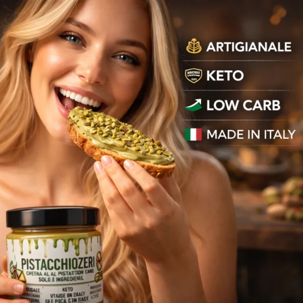 Crema pistacchio - 4 keto cheto low carb ipocalorico CREMA PISTACCHIO ZERO CHETO | LOW CARB | KETO | CHETOGENICA | IPOCALORICO | ARTIGIANALE | MADE IN ITALY 200G — immagine prodotto