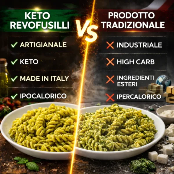 Fusilli al pesto - 3 keto cheto low carb ipocalorico REVO FUSILLI AL PESTO CHETO | LOW CARB | KETO | PIATTO PRONTO | IPOCALORICO | PER DIETA CHETOGENICA 150G — immagine prodotto