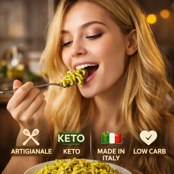 Fusilli al pesto - 4 keto cheto low carb ipocalorico REVO FUSILLI AL PESTO CHETO | LOW CARB | KETO | PIATTO PRONTO | IPOCALORICO | PER DIETA CHETOGENICA 150G — immagine prodotto