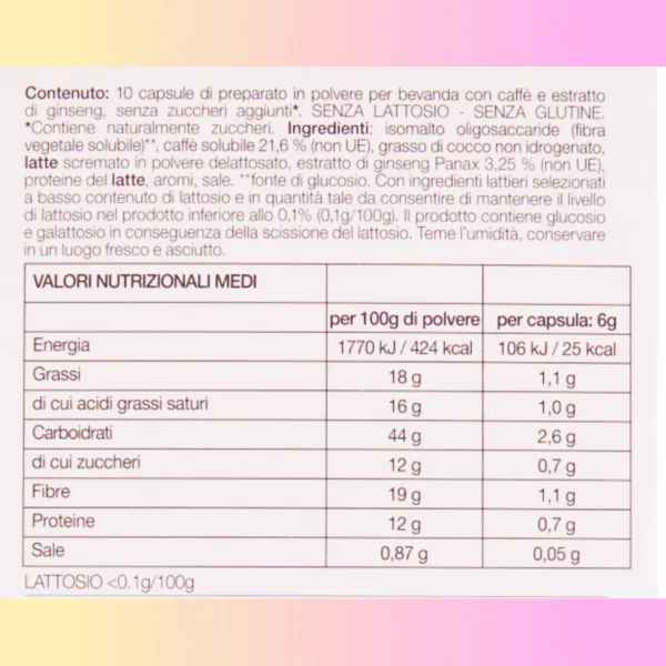 Ginseng - Etichetta keto cheto low carb ipocalorico REVOLUTION03 GINSENG CREMOSO CHETO | LOW CARB | KETO | CHETOGENICA | CAPSULE COMPATIBILI DOLCE GUSTO | IPOCALORICO — immagine prodotto