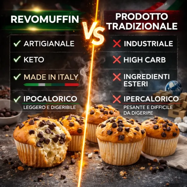 REVO MUFFIN CHETO | LOW CARB | KETO | CHETOGENICA | IPOCALORICO | DOLCETTI PROTEICI PRONTI 4 PZ 200G — immagine prodotto