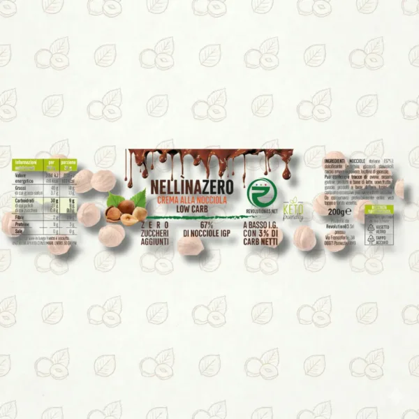 NELLÌNA ZERO CREMA NOCCIOLE CHETO | LOW CARB | KETO | CHETOGENICA | IPOCALORICA | ARTIGIANALE | MADE IN ITALY 200G — immagine prodotto
