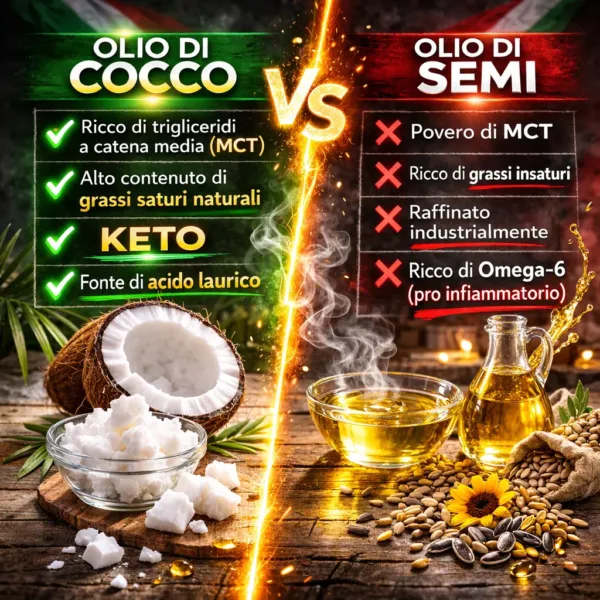 Olio di cocco - 3 keto cheto low carb ipocalorico OLIO DI COCCO XL CHETO | LOW CARB | KETO | CHETOGENICA | IPOCALORICO | ARTIGIANALE | MADE IN ITALY 500G — immagine prodotto
