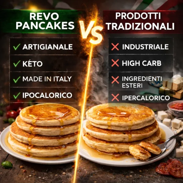 Pancakes - 3 keto cheto low carb ipocalorico REVO PANCAKES CHETO | LOW CARB | KETO | CHETOGENICA | PANCAKE PROTEICI | IPOCALORICO 120G — immagine prodotto