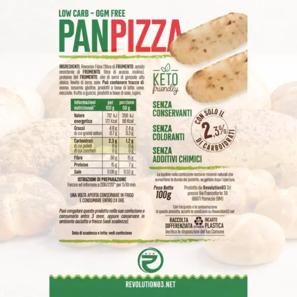 PANPIZZA KETO | CHETO | LOW CARB | CHETOGENICA | IPOCALORICO | ARTIGIANALE | MADE IN ITALY 2×50G — immagine prodotto