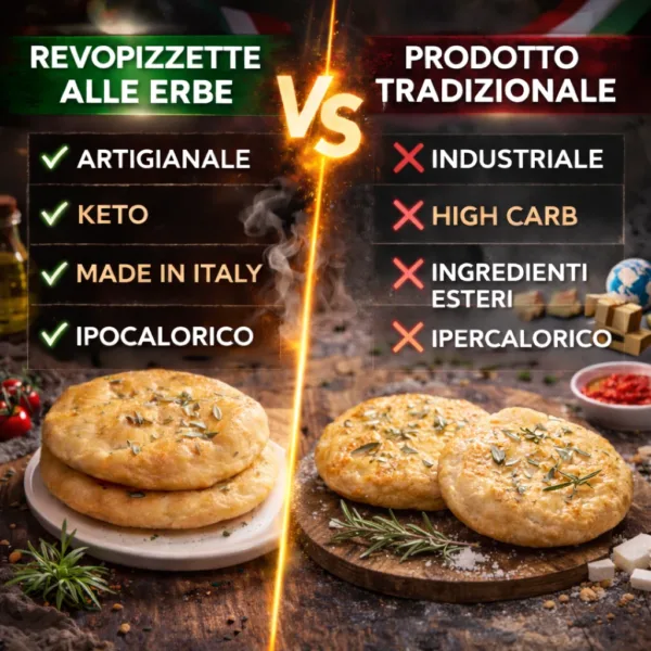 Pizzette alle erbe - 3 keto cheto low carb ipocalorico REVO PIZZETTE ALLE ERBE CHETO | LOW CARB | KETO | CHETOGENICA | SNACK SALATO IPOCALORICO | ARTIGIANALE 150G — immagine prodotto
