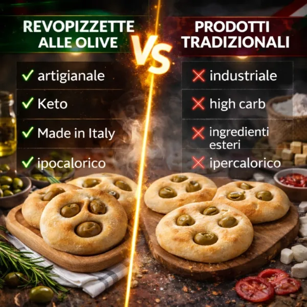 Pizzette alle olive - 3 keto cheto low carb ipocalorico REVO PIZZETTE KETO ALLE OLIVE | CHETO | LOW CARB | CHETOGENICA | IPOCALORICO | ARTIGIANALE 170G — immagine prodotto