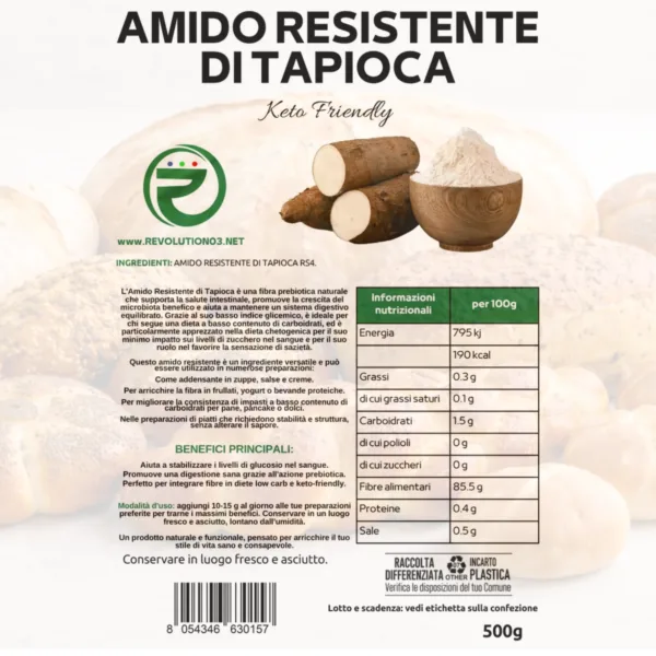 Senza titolo (15 x 15 cm) keto cheto low carb ipocalorico AMIDO RESISTENTE DI TAPIOCA PREMIUM CHETO | LOW CARB | KETO | CHETOGENICA | IPOCALORICO 500G — immagine prodotto