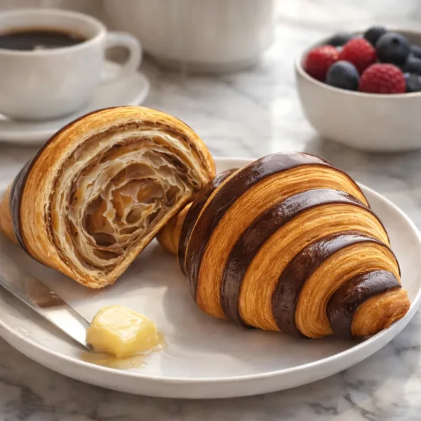 cornetti zebrati - 2 keto cheto low carb ipocalorico REVOCROISSANT CHOCOZEBRATI CHETO | LOW CARB | KETO | CHETOGENICA | IPOCALORICO 2 PZ | 1,3G CARB NETTI A PORZIONE | CORNETTO MADE IN ITALY | CONF. 120G — immagine prodotto